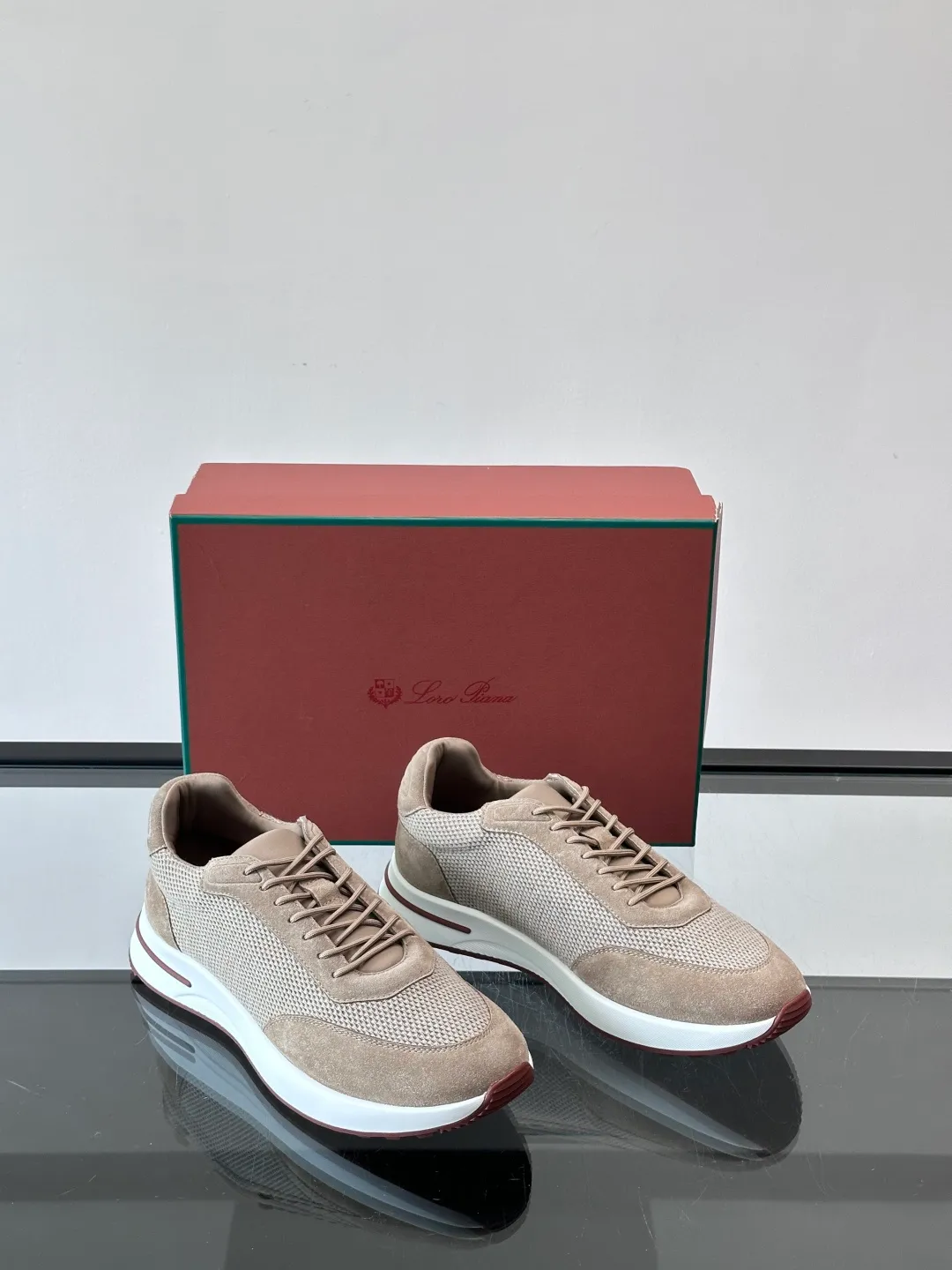 Men's men's shoes 💰p580 "Loro men's shoes 💰pian＊" Week End Walk series sports shoes, using exclusive raw materials, mesh upper + suede stitching, breathable and comfortable, rubber soles with strong grip, suitable for commuting and casual outings. Low-key high-end gray tone, versatile suit or casual wear, size: 39-44 (customized at 38.45.46)